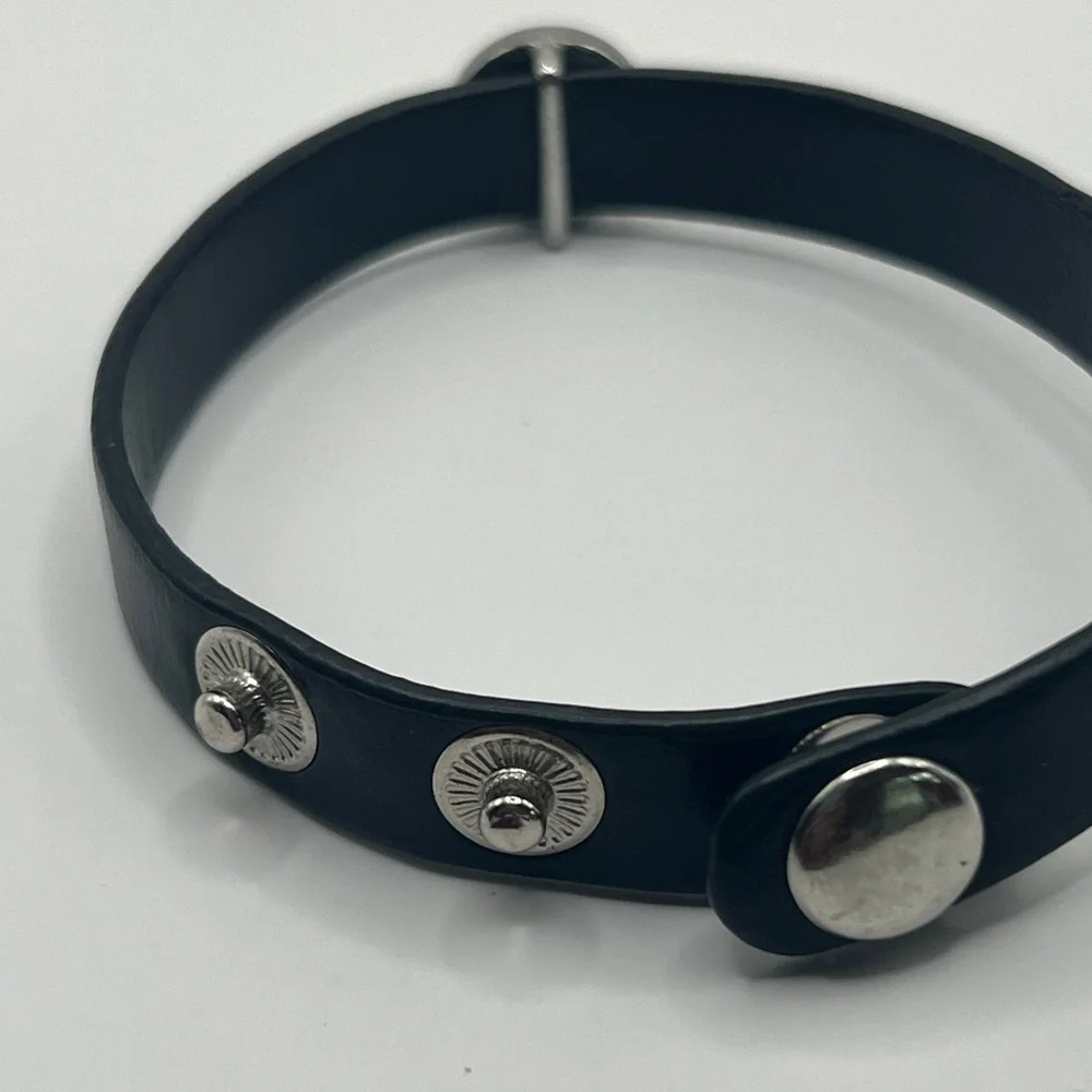 Yik Fung Leather and rhinestone snap bracelet